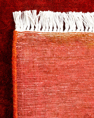 Modern Overdyed Hand Knotted Wool Red Runner 2' 8" x 8' 1"