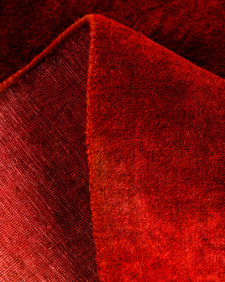 Contemporary Hand-Knotted Overdyed Red Runner 2' 8" x 8' 1"