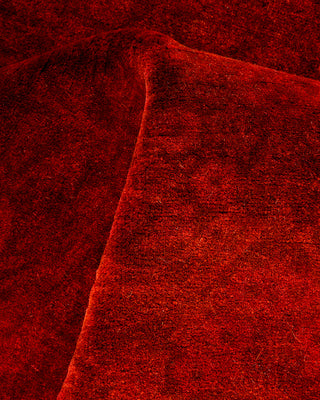 Modern Overdyed Hand Knotted Wool Red Runner 2' 8" x 8' 1"