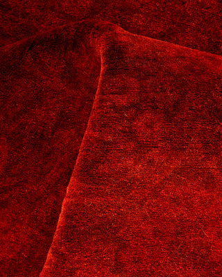 Contemporary Hand-Knotted Overdyed Red Runner 2' 8" x 8' 1"
