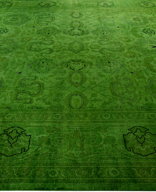 Contemporary Overdyed Wool Hand Knotted Green Area Rug 8' 2" x 10' 5"