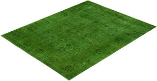Contemporary Overdyed Wool Hand Knotted Green Area Rug 8' 2" x 10' 5"