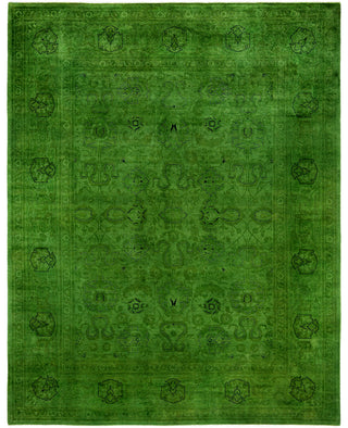 Contemporary Overdyed Wool Hand Knotted Green Area Rug 8' 2" x 10' 5"