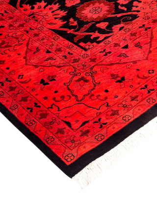 Modern Overdyed Hand Knotted Wool Red Area Rug 6' 3" x 9' 5"