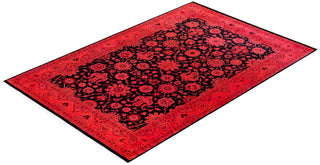 Modern Overdyed Hand Knotted Wool Red Area Rug 6' 3" x 9' 5"