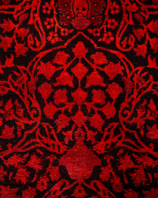 Contemporary Hand Knotted Overdyed Red Runner 3' 0" x 11' 0"