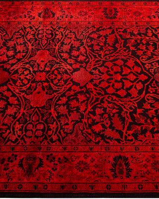Contemporary Hand Knotted Overdyed Red Runner 3' 0" x 11' 0"