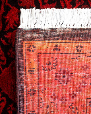 Contemporary Hand Knotted Overdyed Red Runner 3' 0" x 11' 0"
