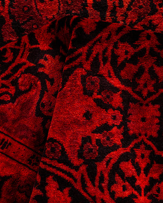 Modern Overdyed Hand Knotted Wool Red Runner 3' 0" x 11' 0"