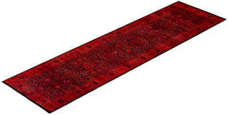 Modern Overdyed Hand Knotted Wool Red Runner 3' 0" x 11' 0"