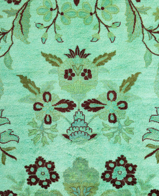 Overdyed Hand-Knotted Wool Modern-Contemporary Green Area Rug 8' 1" x 10' 3"