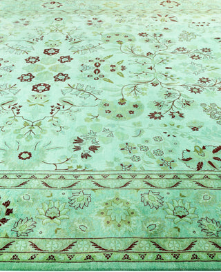 Overdyed Hand-Knotted Wool Modern-Contemporary Green Area Rug 8' 1" x 10' 3"
