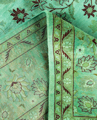 Overdyed Hand-Knotted Wool Modern-Contemporary Green Area Rug 8' 1" x 10' 3"