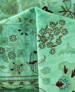 Overdyed Hand-Knotted Wool Modern-Contemporary Green Area Rug 8' 1" x 10' 3"