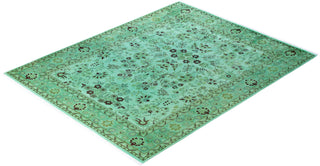 Overdyed Hand-Knotted Wool Modern-Contemporary Green Area Rug 8' 1" x 10' 3"