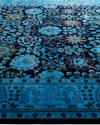 Modern Overdyed Hand Knotted Wool Blue Area Rug 8' 2" x 10' 4"