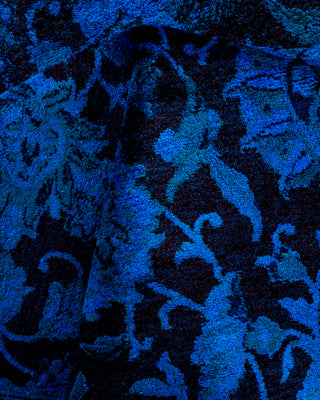 Contemporary Hand Knotted Overdyed Blue Area Rug 4' 2" x 6' 2"