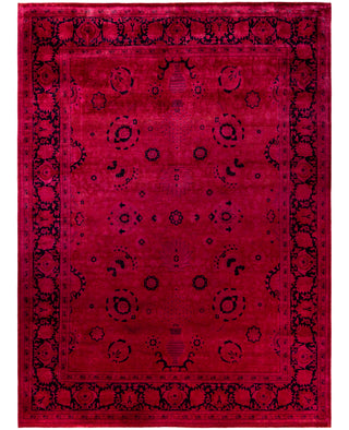 Overdyed Hand-Knotted Wool Modern-Contemporary Pink Area Rug 9' 1" x 12' 4"
