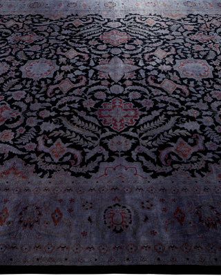 Contemporary Hand Knotted Overdyed Black Area Rug 8' 0" x 9' 10"