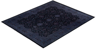 Modern Overdyed Hand Knotted Wool Black Area Rug 8' 0" x 9' 10"