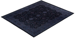 Contemporary Hand Knotted Overdyed Black Area Rug 8' 0" x 9' 10"