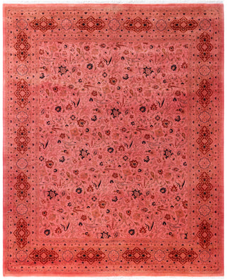 Overdyed Hand-Knotted Wool Modern-Contemporary Pink Area Rug 8' 3" x 10' 2"