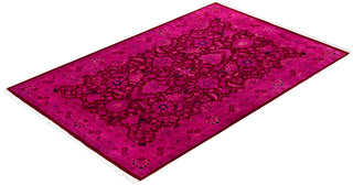 Contemporary Overdyed Wool Hand Knotted Purple Area Rug 4' 0" x 6' 2"