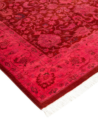 Modern Overdyed Hand Knotted Wool Pink Area Rug 4' 2" x 6' 3"