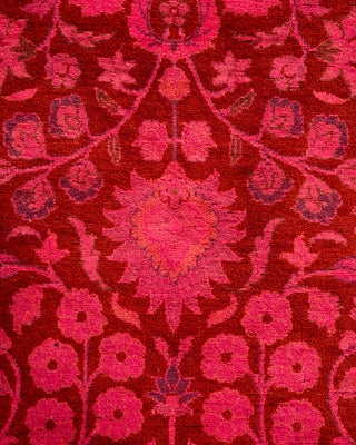 Modern Overdyed Hand Knotted Wool Pink Area Rug 4' 2" x 6' 3"