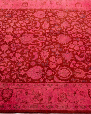 Modern Overdyed Hand Knotted Wool Pink Area Rug 4' 2" x 6' 3"