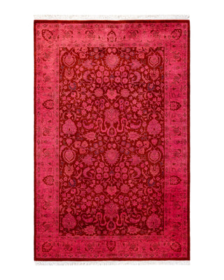 Contemporary Fine Vibrance Pink Wool Area Rug 4' 2" x 6' 3"