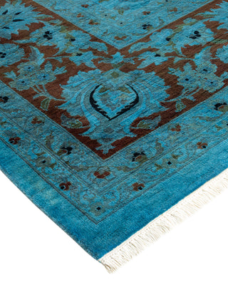 Modern Overdyed Hand Knotted Wool Blue Area Rug 10' 3" x 14' 3"