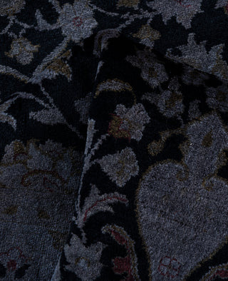 Contemporary Overdyed Wool Hand Knotted Black Runner 2' 7" x 10' 6"