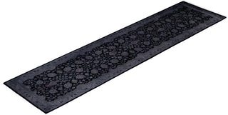 Contemporary Overdyed Wool Hand Knotted Black Runner 2' 7" x 10' 6"