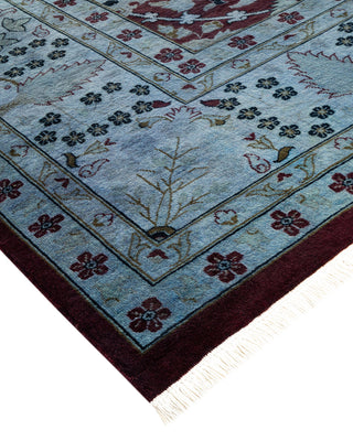 Modern Overdyed Hand Knotted Wool Blue Area Rug 10' 2" x 14' 1"