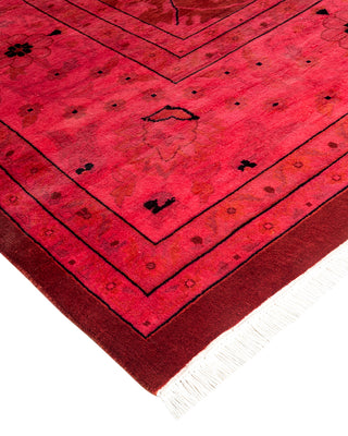 Modern Overdyed Hand Knotted Wool Pink Area Rug 10' 2" x 14' 1"