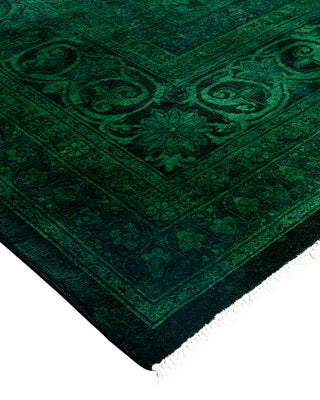 Contemporary Overyed Wool Hand Knotted Green Area Rug 9' 2" x 12' 4"
