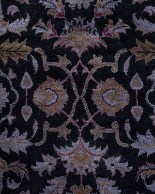 Modern Overdyed Hand Knotted Wool Black Area Rug 4' 0" x 6' 5"