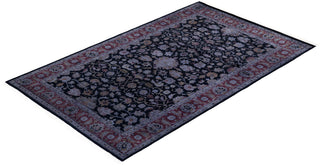 Contemporary Hand Knotted Overdyed Black Area Rug 4' 0" x 6' 5"