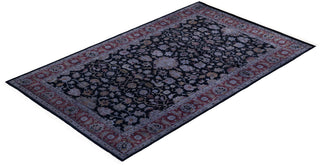 Modern Overdyed Hand Knotted Wool Black Area Rug 4' 0" x 6' 5"