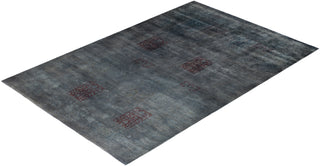Contemporary Hand-Knotted Overdyed Charcoal Area Rug 6' 2" x 9' 2"