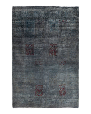 Contemporary Overyed Wool Hand Knotted Charcoal Area Rug 6' 2" x 9' 2"