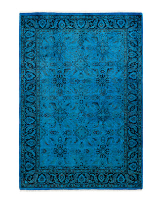 Contemporary Fine Vibrance Blue Wool Area Rug 4' 4" x 6' 6"
