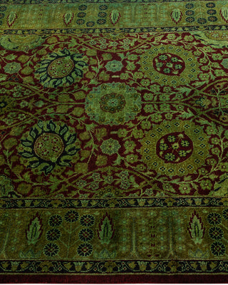Overdyed Hand Knotted Green Runner 3' 1" x 8' 10"