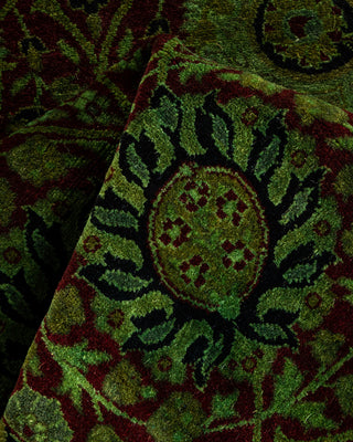 Overdyed Hand Knotted Green Runner 3' 1" x 8' 10"