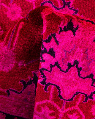 Contemporary Hand Knotted Overdyed Pink Area Rug 2' 8" x 4' 3"