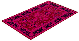Contemporary Hand Knotted Overdyed Pink Area Rug 2' 8" x 4' 3"