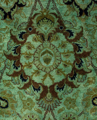 Contemporary Overdyed Wool Hand Knotted Green Round Area Rug 8' 1" x 8' 1"