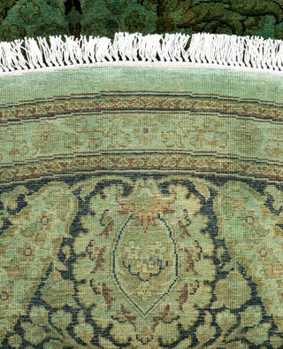 Contemporary Overdyed Wool Hand Knotted Green Round Area Rug 8' 1" x 8' 1"