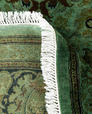 Contemporary Overdyed Wool Hand Knotted Green Round Area Rug 8' 1" x 8' 1"